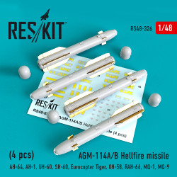 Reskit RS48-0326 - 1/48 AGM-114A/B Hellfire missiles (4 pcs), scale model kit