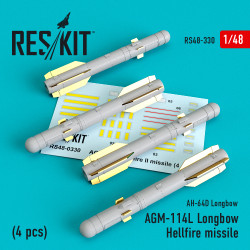 Reskit RS48-0330 - 1/48 AGM-114L Longbow Hellfire missiles (4 pcs)(AH-64D Longbow)