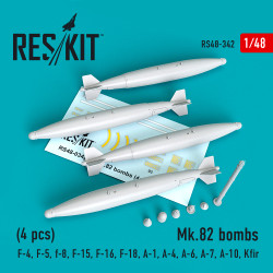 Reskit RS48-0342 1/48 Mk.82 bombs (4pcs)(F-4, F-5, F-8, F-15, F-16, F-18, A-1, A-4, A-6, A-7, A-10, Kfir)