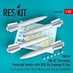 Reskit RS48-0347 - 1/48 Mk.82 thermally protected bombs with BSU-86 Snakeye II fins (4pcs)
