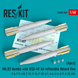Reskit RS48-0348 - 1/48 Mk.82 bombs with BSU-49 Air Inflatable Retard fins (4pcs)