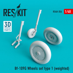 Reskit RS48-0356 - 1/48 Bf-109G wheels set type 1 (weighted), scale model kit