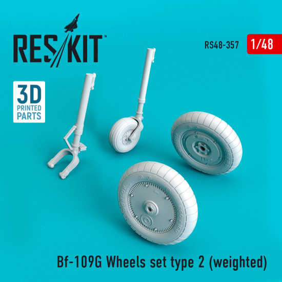 Reskit RS48-0357 - 1/48 Bf-109G wheels set type 2 (weighted), scale model kit