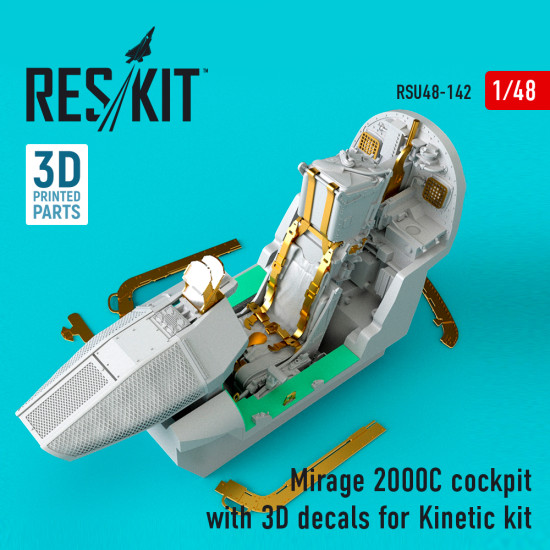 Reskit RSU48-0142 - 1/48 Mirage 2000C cockpit with 3D decals for Kinetic kit