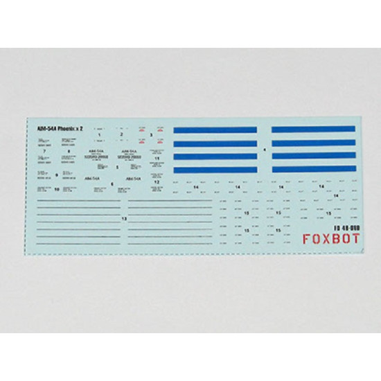 Foxbot 48-080 - 1/48 Missile AIM-54A Phoenix Stencils Decal, scale model kit