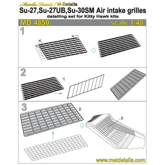 Metallic Details 4850 1/48 Su-27/Su-27ub/Su-30sm. Air Intake Grilles Kitty Hawk