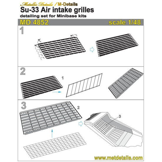 Metallic Details 4852 - 1/48 Su-33. Air intake grilles (Minibase), Photoetch