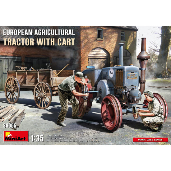 Miniart 38055 - 1/35 EUROPEAN AGRICULTURAL TRACTOR WITH CART scale model kit