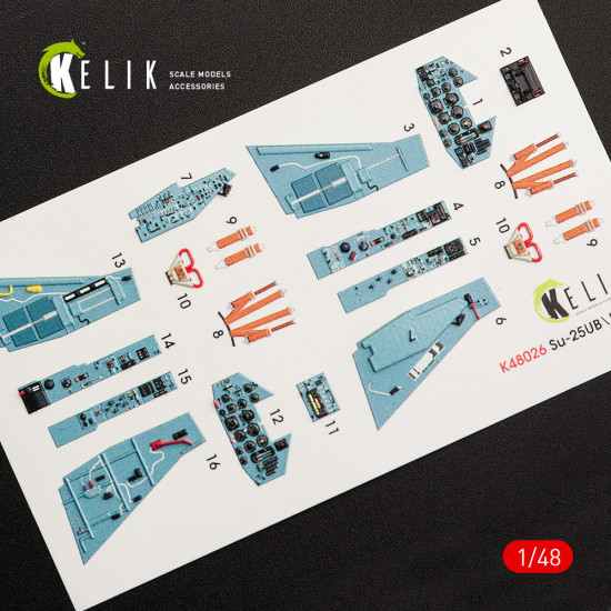 Kelik K48026 - 1/48 SU-25UB interior 3D decals for Smer/KP model kit