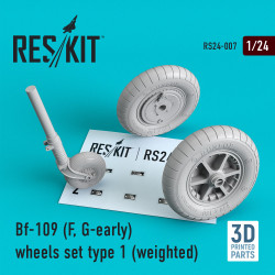 Reskit RS24-0007 - 1/24 Bf-109 (F, G-early) wheels set type 1 (weighted)