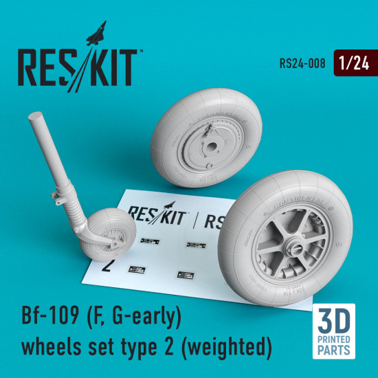 Reskit RS24-0008 - 1/24 Bf-109 (F, G-early) wheels set type 2 (weighted)