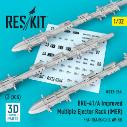 Reskit RS32-0364 - 1/32 BRU-41/A Improved Multiple Ejector Rack (IMER) (3 pcs) (F/A-18A/B/C/D, AV-8B)