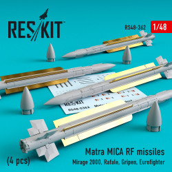 Reskit RS48-0362 - 1/48 Matra MICA RF missiles (4 pcs) (Mirage 2000, Rafale...)