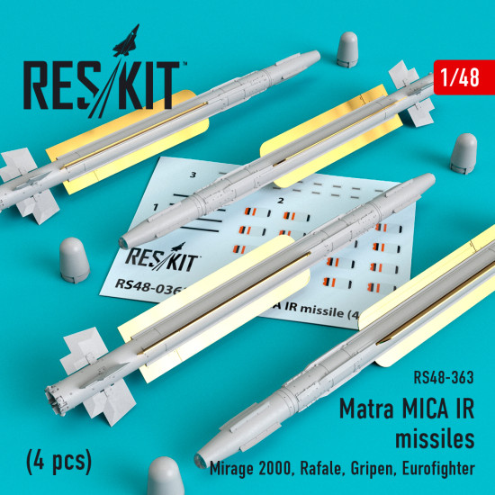 Reskit RS48-0363 - 1/48 Matra MICA IR missiles (4 pcs) (Mirage 2000, Rafale...)
