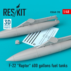 Reskit RSU48-0198 - 1/48 F-22 Raptor 600 gallons fuel tanks scale model kit
