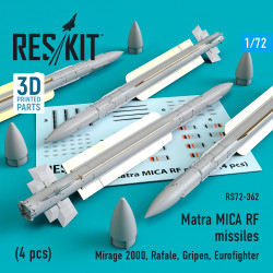 Reskit RS72-0362 - 1/72 Matra MICA RF missiles (4 pcs) (Mirage 2000, Rafale...)