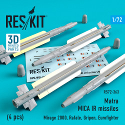 Reskit RS72-0363 - 1/72 Matra MICA IR missiles (4 pcs) (Mirage 2000, Rafale...)