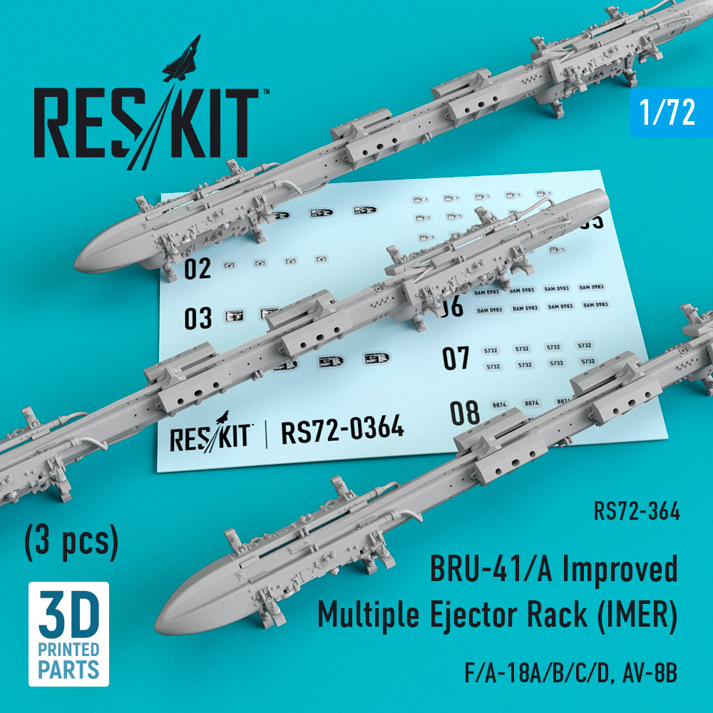 Reskit RS72-0364 - 1/72 BRU-41/A Improved Multiple Ejector Rack