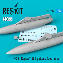 Reskit RSU72-0184 - 1/72 F-22 Raptor 600 gallons fuel tanks scale model kit