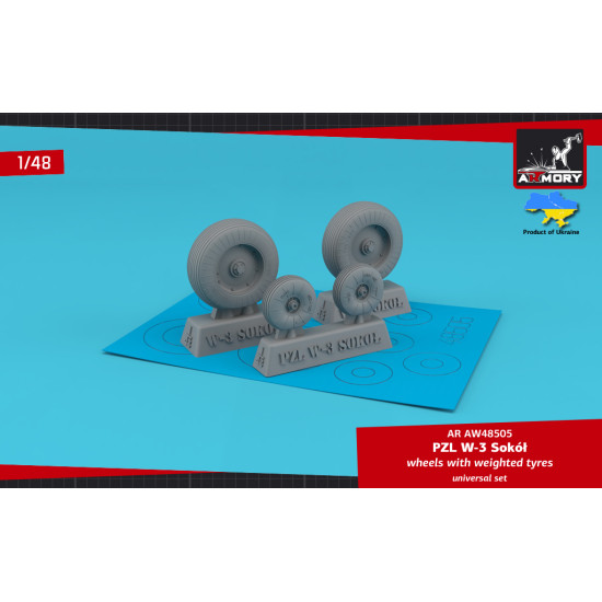 Armory AR-AW48505 - 1/48 PZL W-3 Sokol wheels w/ weighted tires