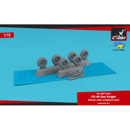 Armory AR-AW72364 - 1/72 CH-46 Sea Knight wheels w/ weighted tyres scale model