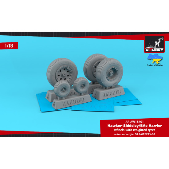 Armory AR-AW18401 - 1/18 H.S. Harrier GR.7/GR.9/AV-8B wheels w/ weighted tyres