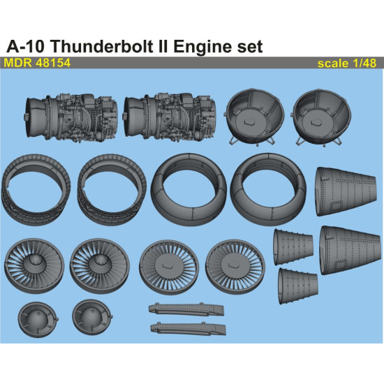 Metallic Details MDR48154 - 1/48 A-10 Thunderbolt II. Engine set (3D-printed)