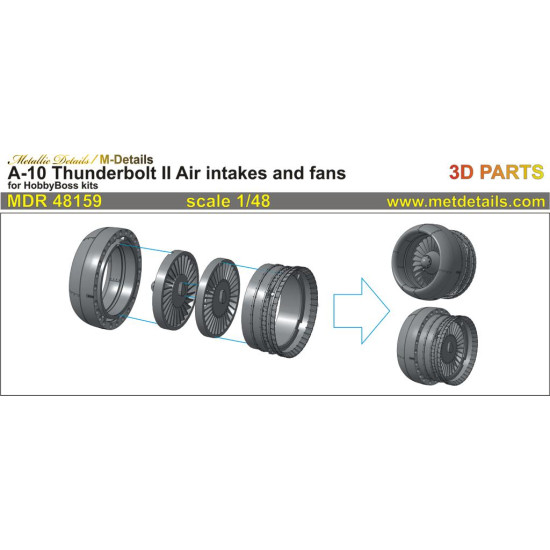 Metallic Details MDR48159 - 1/48 A-10 Thunderbolt II. Air intakes and fans