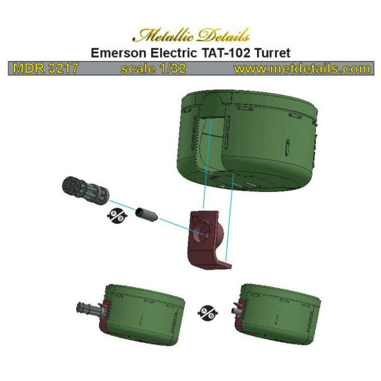 Metallic Details MDR3217 - 1/32 Emerson Electric TAT-102 Turret for aircraft ICM