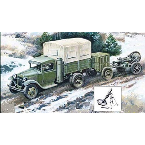 Military Wheels 7250 - 1/72 GAZ-42 with 120mm Mortar, scale plastic model kit