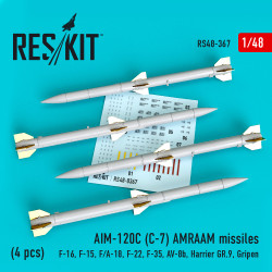 Reskit RS48-0367 - 1/48 AIM-120C (C-7) AMRAAM missiles (4 pcs) scale model kit