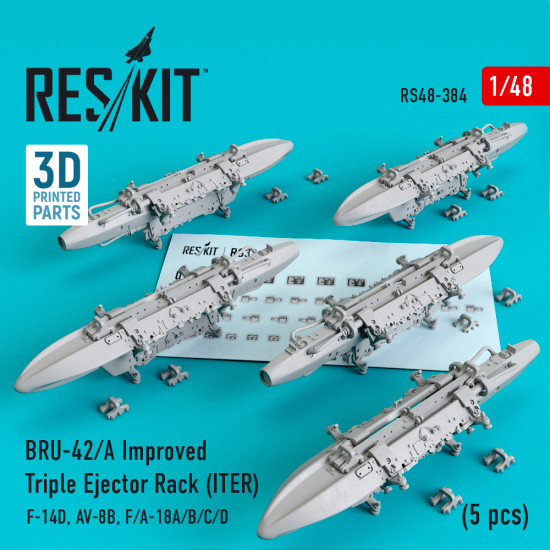 Reskit RS48-0384 - 1/48 BRU-42/A Improved Triple Ejector Rack (ITER) (5 pcs)