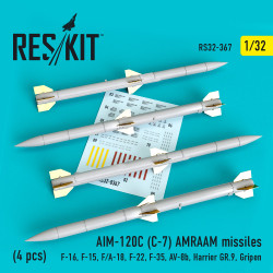 Reskit RS32-0367 - 1/32 AIM-120C (C-7) AMRAAM missiles (4 pcs) scale model kit