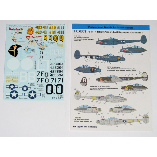 Foxbot 48-081A 1/48 LockheedP-38 Lightning Pin-Up Nose Art Stencils not included