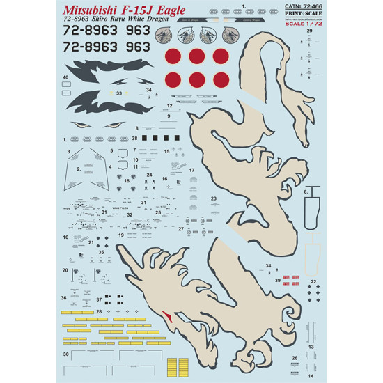 Print Scale 72-466 1/72 F-15 Mitsubishi F-15J Eagle White Dragon