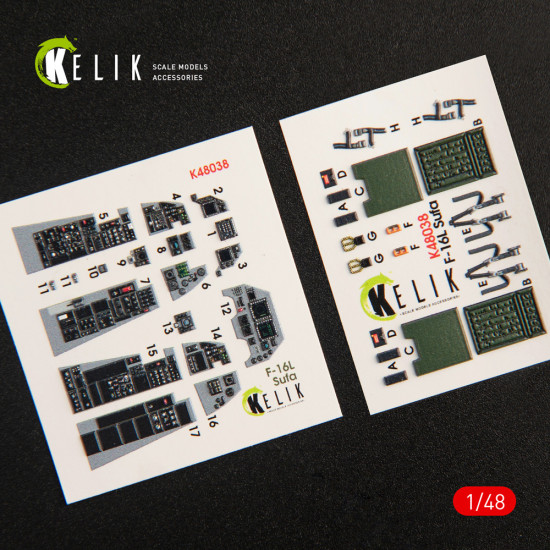 Kelik K48038 - 1/48 F-16I Sufa interior 3D decals for Kinetic kit