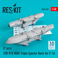 Reskit RS48-0387 1/48 TER-9/A MOD Triple Ejector Rack for F-16 2 pcs 3D Printing
