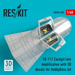 Reskit RSU48-0200 1/48 FB-111 Cockpit late modification 3D decals HobbyBoss kit