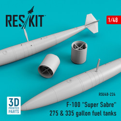 Reskit RSU48-0224 1/48 F-100 Super Sabre 200 gallon fuel tanks 3D Printing
