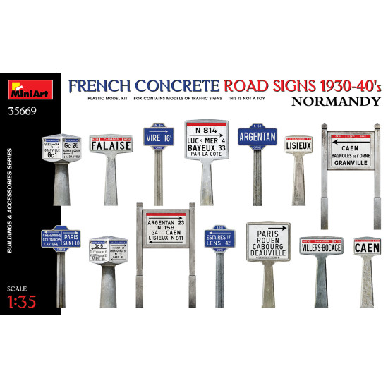 Miniart 35669 - 1/35 - FRENCH CONCRETE ROAD SIGNS 1930-40S. NORMANDY