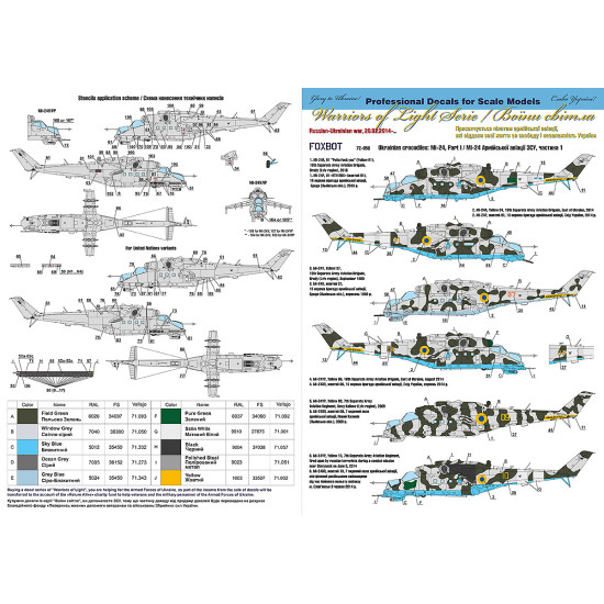 Foxbot 72-058 1/72 Ukrainian crocodiles Mil Mi-24 Part I decal for helicopter