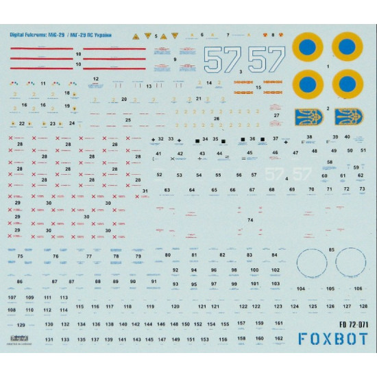 Foxbot 72-071 1/72 Decals for Digital Falcons MiG-29 9-13 Ukrainian Airforce