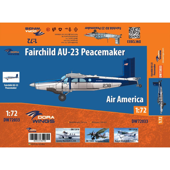 Dora Wings 72033 - 1/72 - Fairchild AU-23 Pacemaker. Air America Scale model kit