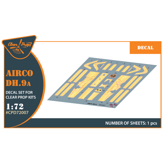 Clear Prop CPD72007 - 1/72 - Airco DH.9a decal set for CP kits