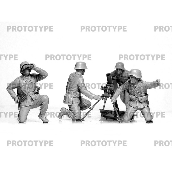 ICM 35715 WW2 German mortar GrW 34 with Crew (mortar and 4 figures) 1/35 Scale
