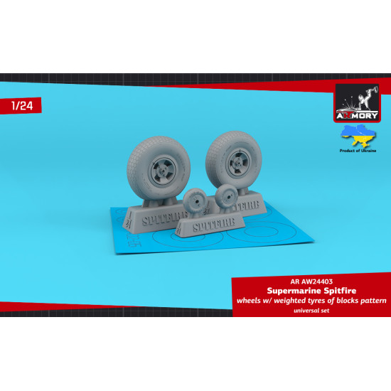 Armory AW24403 1/24 Supermarine Spitfire wheels w/ weighted tyres blocks pattern