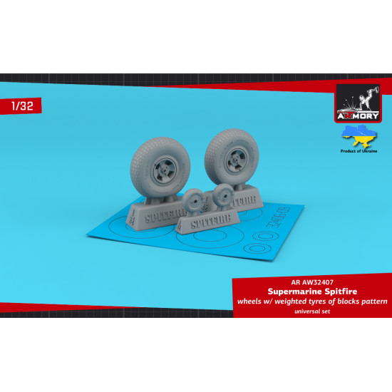 Armory AW32407 1/32 Supermarine Spitfire wheels weighted tyres of block pattern