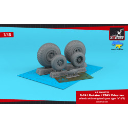 Armory AW48339 1/48 B-24 Liberator PB4Y Privateer wheels w weighted tyres type 