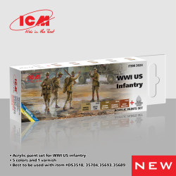 ICM 3024 - Acrylic paint set for WWI US infantry. 5 colors in kit