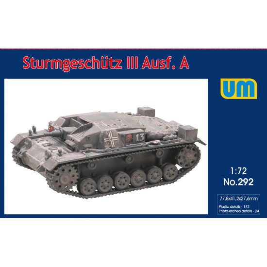 Unimodel UM292 - 1/72 - Sturmgeschutz III Ausf A German tank model kit